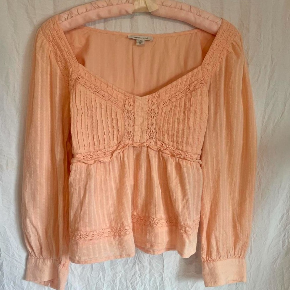American Eagle Outfitters Peach Lace Blouse